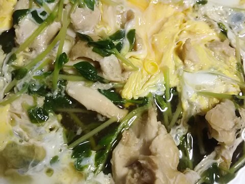 水菜と鶏もも肉の卵とじ(^^)